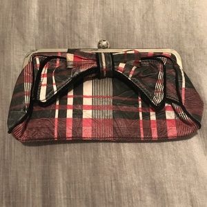 Red Black and Cream Plaid Clutch